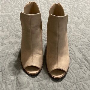 Elegant Cream Peep-Toe Ankle Boots